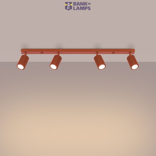 CEILING LAMP WITH SPOTLIGHTS ON A RED CARBON STRIP 4XGU10 image 7
