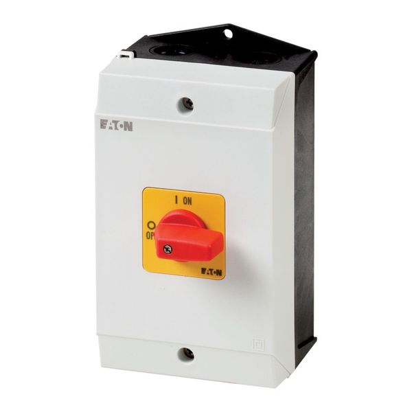 T3-1-102/I2-RT On-Off switch, T3, 32 A, surface mounting, 1 contact unit(s), 2 pole, Emergency switching off function, with red thumb grip and yellow front plate image 4