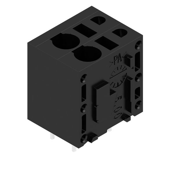 Printed circuit board terminals, 5.00 mm, Number of poles: 2, 180°, Solder pin length (l): 3.5 mm, tinned, black, PUSH IN without actuator, Clamping range, max. : 2.5 mm², Box image 4