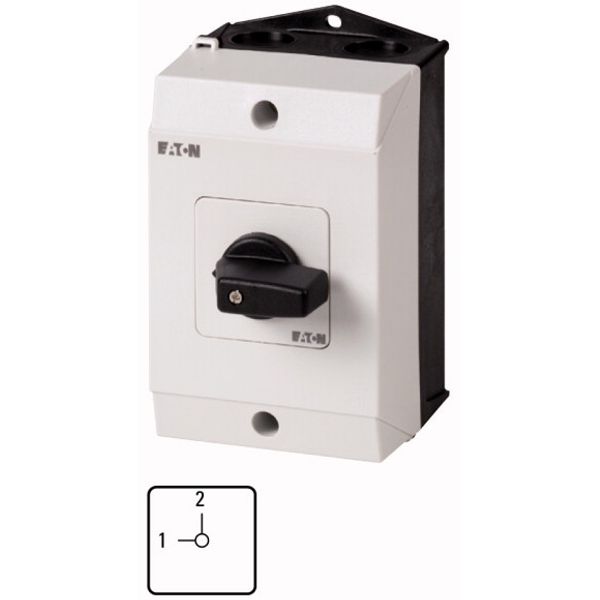 T0-1-15441/I1 Changeoverswitches, T0, 20 A, surface mounting, 1 contact unit(s), Contacts: 2, 90 °, maintained, Without 0 (Off) position, 1-2, Design number 15441 image 1