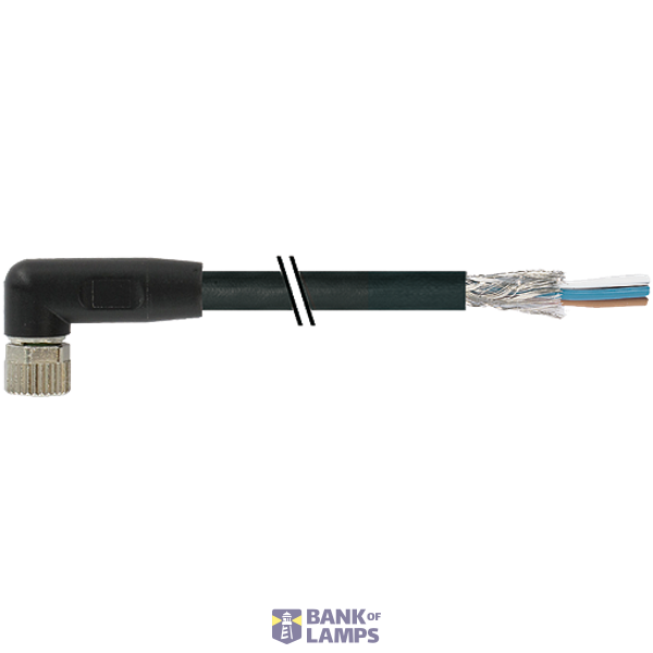 M8 female 90° A-cod. with cable shielded PUR 3x0.34 bk2m image 1