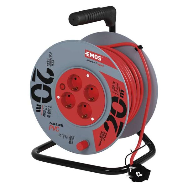 PVC Extension Cord Reel– 4 sockets, 20m SCHUKO image 1