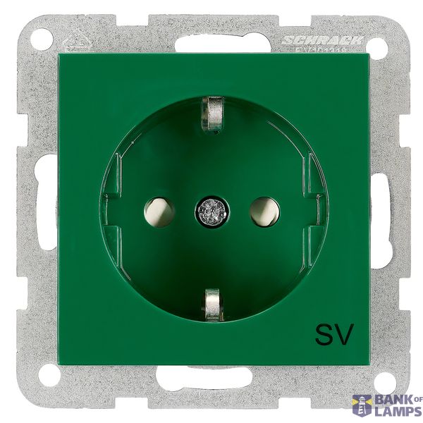 Socket outlet with safety shutter, cage clamps, SV, green image 1