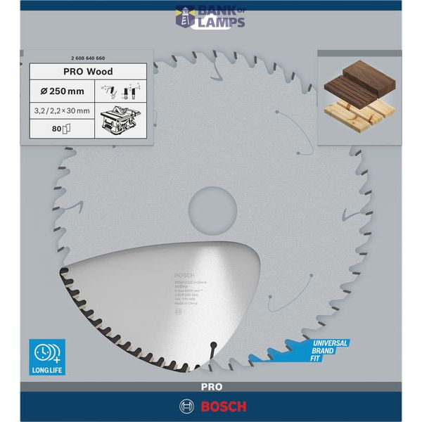 Optiline Wood circular saw blade 250 x 30 x 3,2 mm, 80 image 2