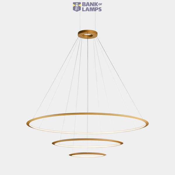 Pendant Circular Inward 3 Rings (ø2000 ø1200 ø600) LED 223.5W 6454lm 2400K Gold image 1