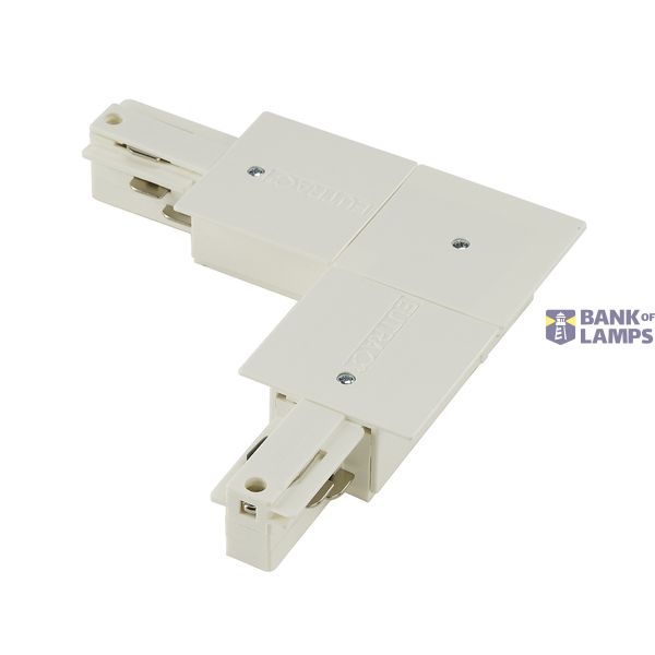 EUTRAC L-connector for 3- circuit recessed track, white, inner earth image 1