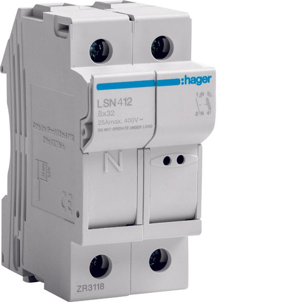 Fuse carrier 1P+N 25A 400V L32 2M image 1