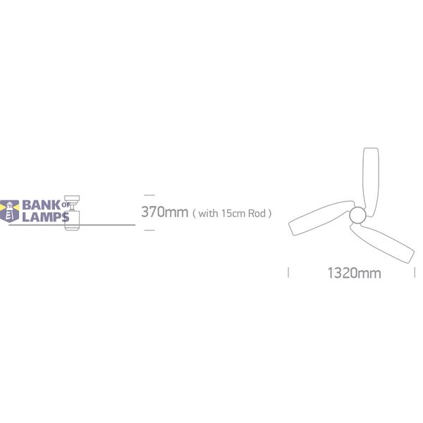 BLACK ABS ROD FAN 45W LED 22W CCTV IP20 230V image 3