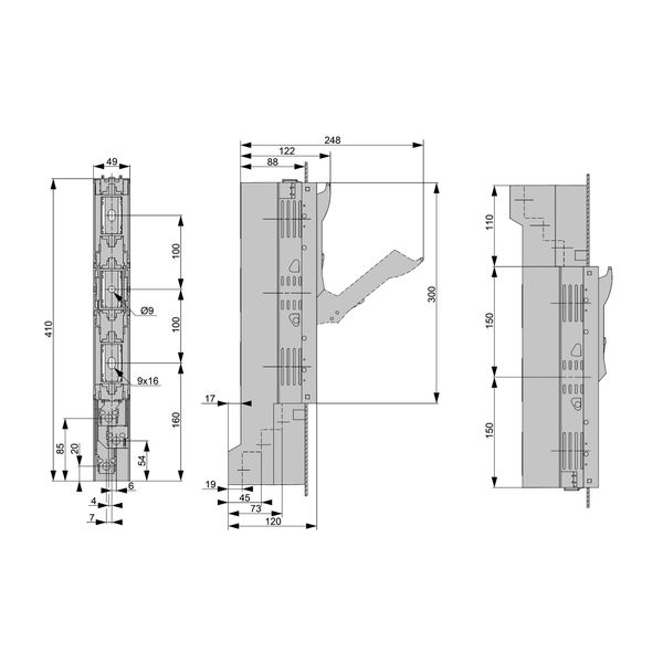 HRC-in-line-fuse ARROW LINE size 00, 3-pole, f. 100mm busbar (The price is shown without markup on metals. Request a quote for accurate information) image 4