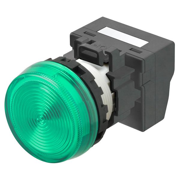 M22N Indicator, Plastic flat, Green, Green, 6 VDC, push-in terminal image 1