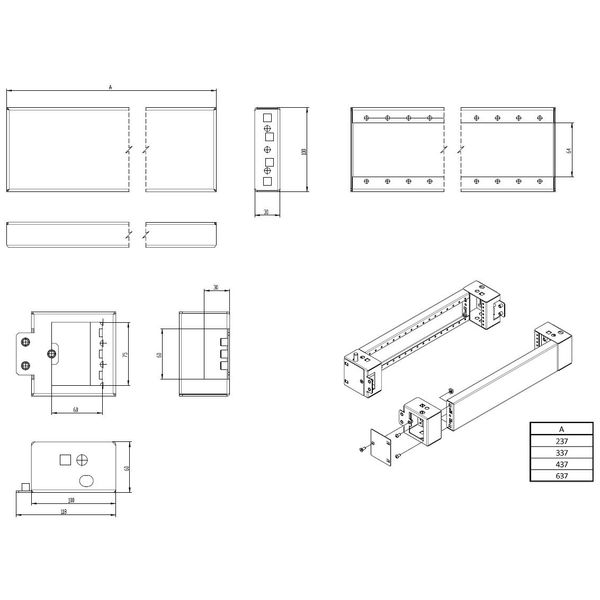 Plinth side parts (pair) with corner parts D=500 H=100 mm image 2