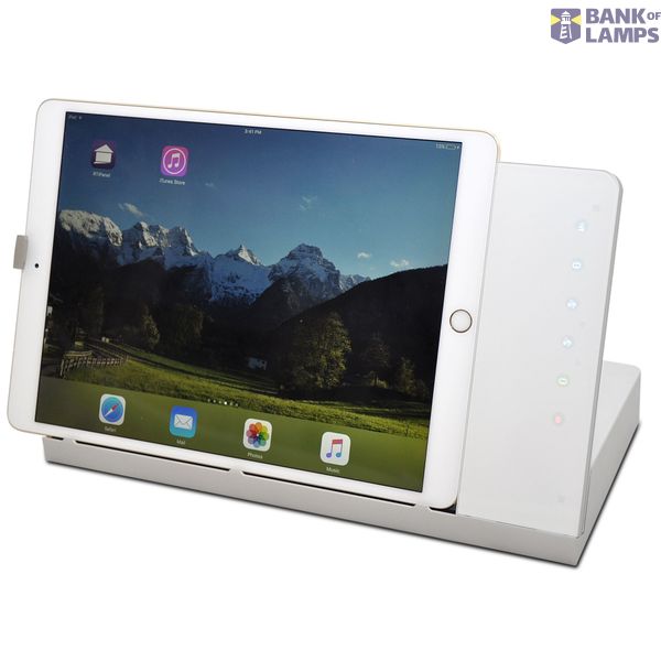 Table docking station with charging function and control function, housing blue, glass cover white image 1