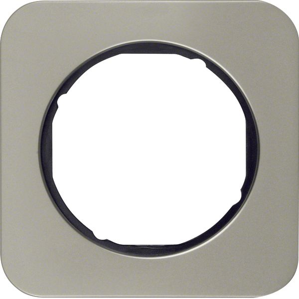 Frame 1gang, R.1, stainless steel/black image 1