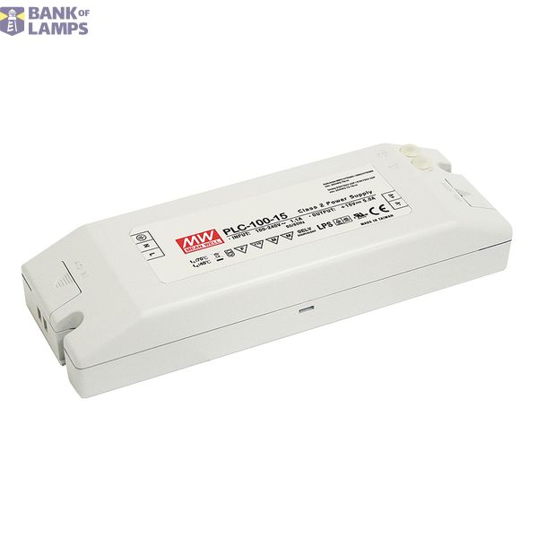 PLC-100-48 Led driver, Class2 PFC 96W, 48V, 2A CV+CC, MEAN WELL image 1