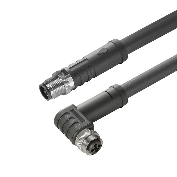 Power cable, Connecting line, M12 / M12, Number of poles : 4, 3 m, pin, straight - socket, 90&deg;, Shielded: No, LED: No, Sheath material: PUR, Halogen: No image 2