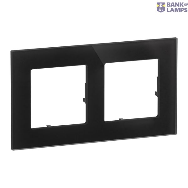 2 GANG PLATE BLACK GLASS image 2