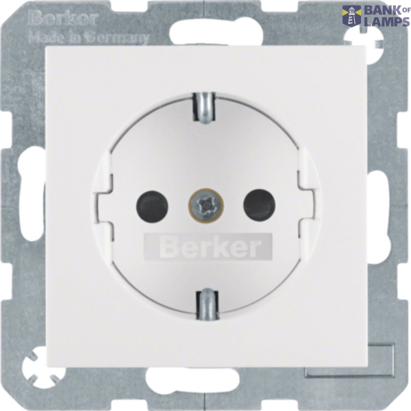 Full SCHUKO socket, berker S/B, gloss polar white image 1