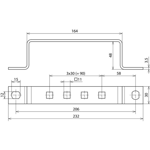 Earthing busbar StSt f. equipotential bonding w. 1 x 4 terminals image 2