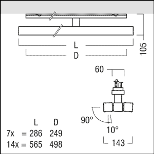 SCENO 2X7 8000-830 SWI TEC DA WH - LED spotlight 2x7 image 3