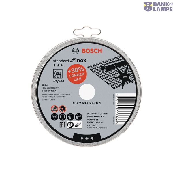 Standard for Inox - Rapido straight cutting disc WA 60 T BF, 115 mm, 22,23 mm, 1,0 mm image 2