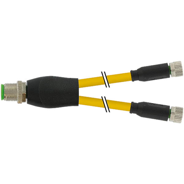Y-Distributor M12 male / M8 female 0° A-cod. PUR 3x0.25 ye 6.5m image 1