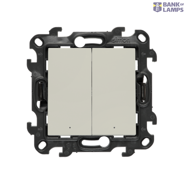 SOON ON SALE, IP two-circuit switch, LED illuminated, (module), Simon 24, IP20/IP44, 10AX, cashmere image 1
