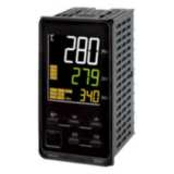 Temp. controller, PRO, 1/8 DIN (96x48mm),1 x Valve OUT + Pot.,4 AUX,EV E5EC3065M image 1