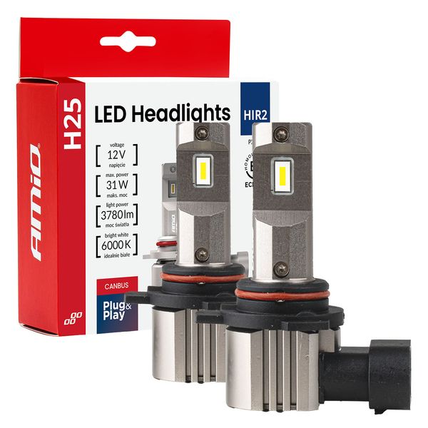 LED Headlights Series H25 CANBUS HIR2 9012 12V 31W AMIO-04716 image 1