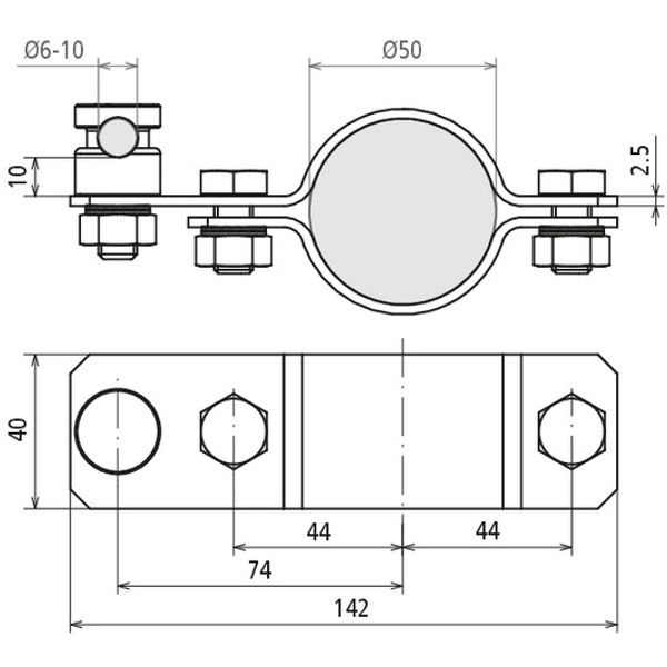 Air-term. rod StSt connection bracket D50 f. Rd 6-10 mm image 2