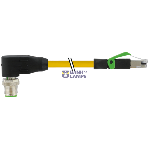M12 male 90° D-cod./RJ45 0°PUR 1x4xAWG22 ye 4.5m image 1