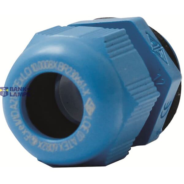 Cable Gland with slats ATEX EXE Polyamide 66 M12 Long Blue RAL 5012 image 1