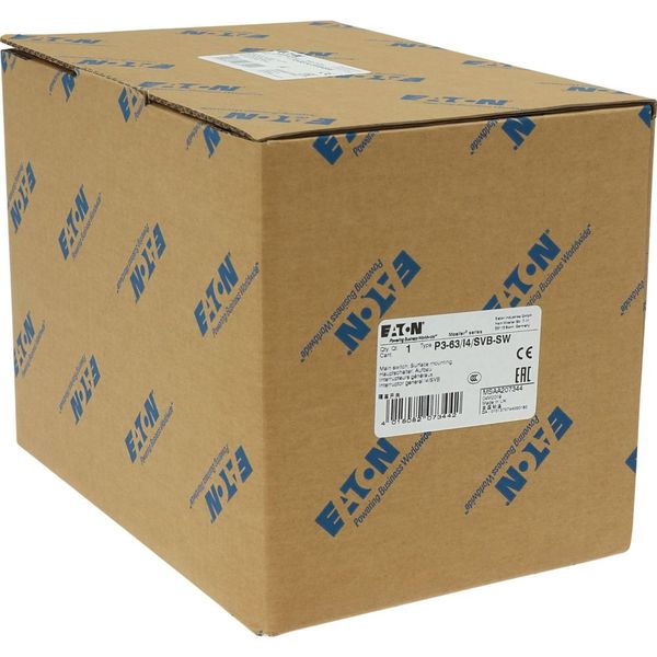 P3-63/I4/SVB-SW Main switch, P3, 63 A, surface mounting, 3 pole, STOP function, With black rotary handle and locking ring, Lockable in the 0 (Off) position image 38
