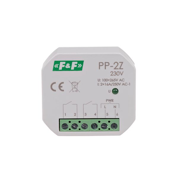 Electromagnetic relay, 2NO 16A, flush-mounted, in PDT housing, U=100-265V AC, contact: 2NO 16A image 2