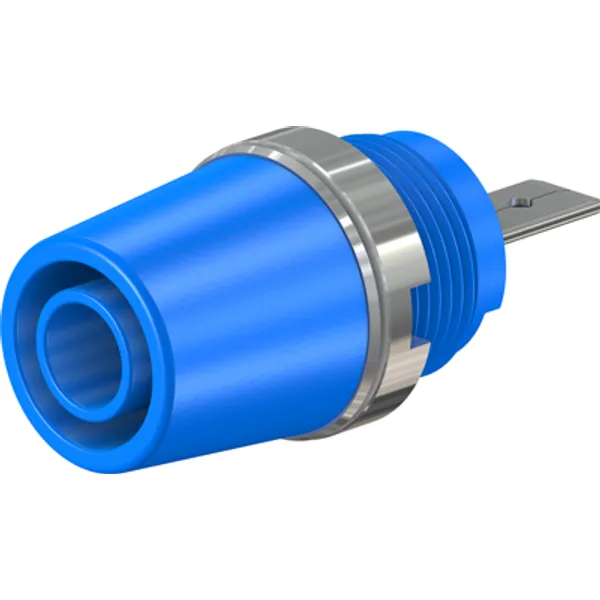 4 mm socket, flat plug connection, mounting Ø 12.2 mm, CAT II, blue, 23.3110-23 image 1