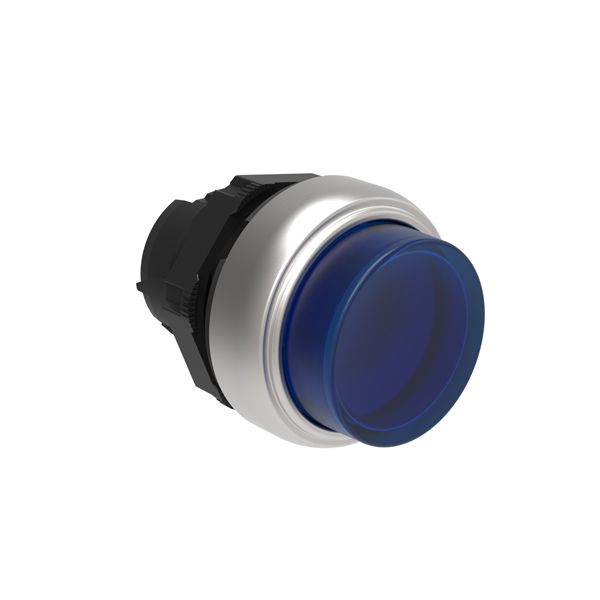Illuminated button actuator, spring return Ø22mm Platinum series chromed plastic, extended, blue image 1