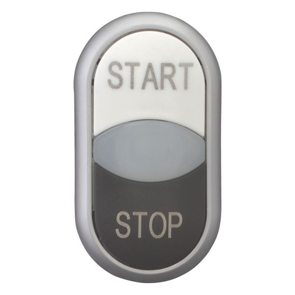 M22-DDL-WS-GB1/GB0 Double actuator pushbutton, RMQ-Titan, Actuators and indicator lights non-flush, momentary, White lens, white, black, inscribed, Bezel: titanium, STAR image 4