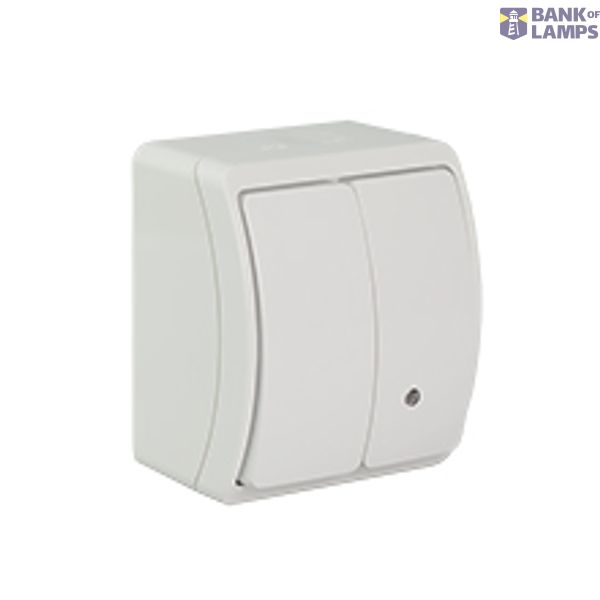 VW-2L Koala Two-Circuit Switch with illumination surface mounted IP44 white VW 152-51 image 1