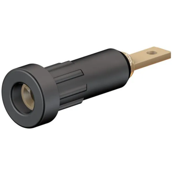 2 mm socket, flat plug connection, mounting Ø 4.9 mm, black, 23.1011-21 image 1