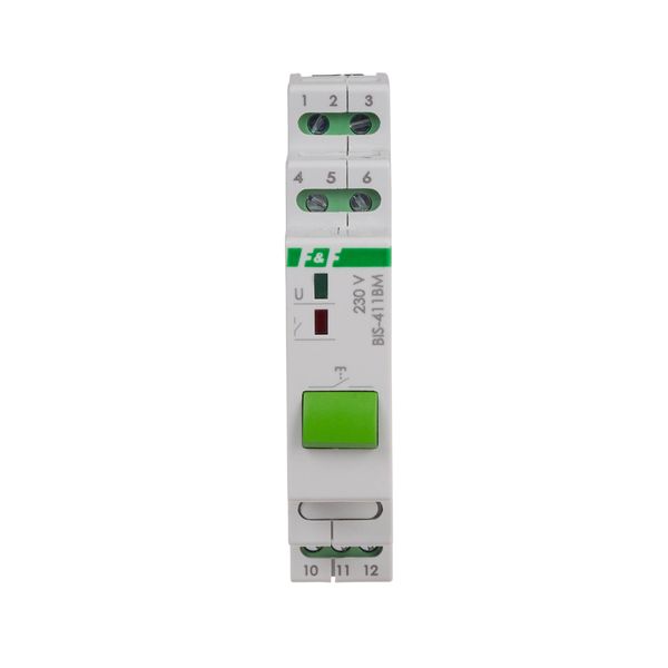 Bistable relay with memory, with button, DIN rail mounting, 230V, BIS-411BM image 2