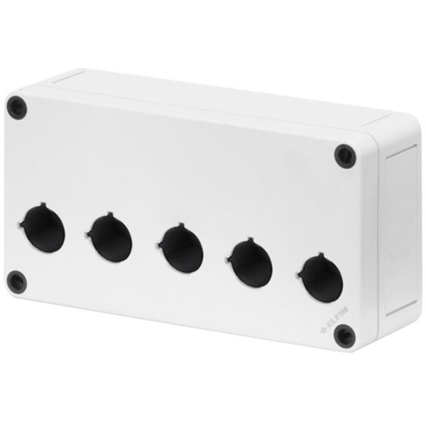 Polystyrene push-button enclosure 94x180x57, 5 holes Ø 22 image 1