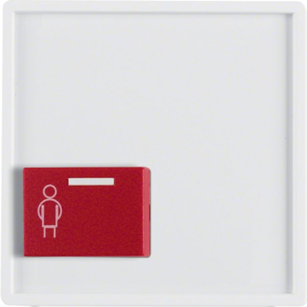 Central part with red call button at the bottom, Berker Q.x, white, velvet image 1