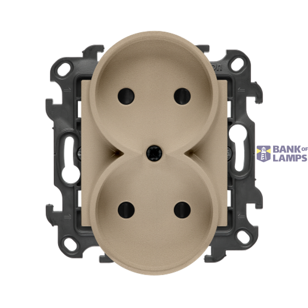 Double socket outlet without earthing, with shutters, (module), Simon 24, IP20, 16A, champagne matt image 1