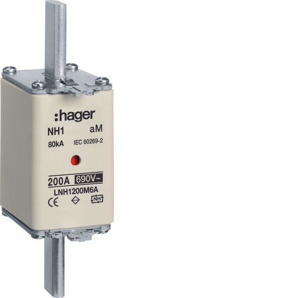 NH fuse NH1 690V aM 200A twin indicator live gripping-lug image 1