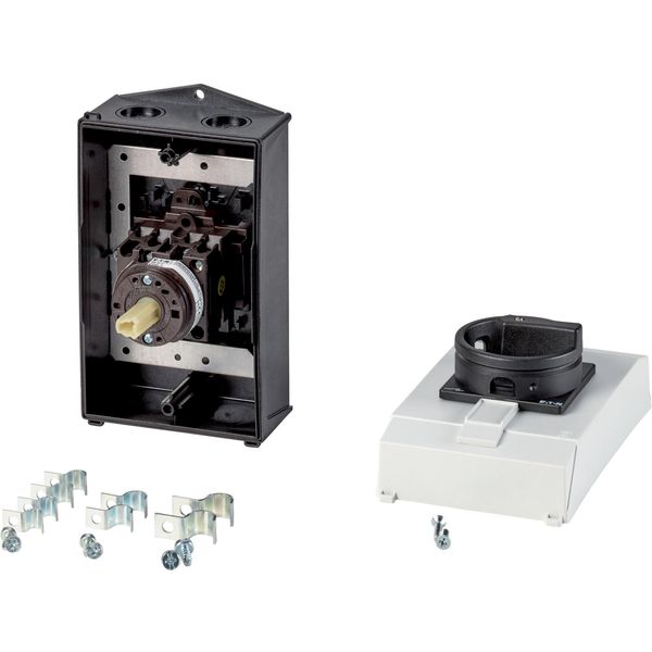 T0-2-8900/I2H/MBS/SVB-SW Main switch, T0, 20 A, surface mounting, 2 contact unit(s), 3 pole + N, STOP function, With black rotary handle and locking ring, Lockable in the 0 (O image 3