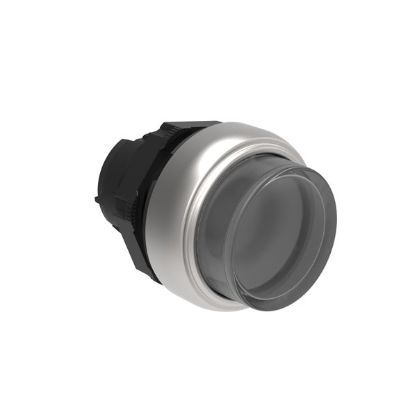Illuminated Push-Push button actuator Ø22mm Platinum series chromed plastic, extended. Push ON-Push OFF, transparent image 1