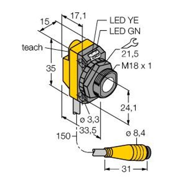 Ultrasonic Sensor diffuse mode sensor   QS18UNAQ image 2