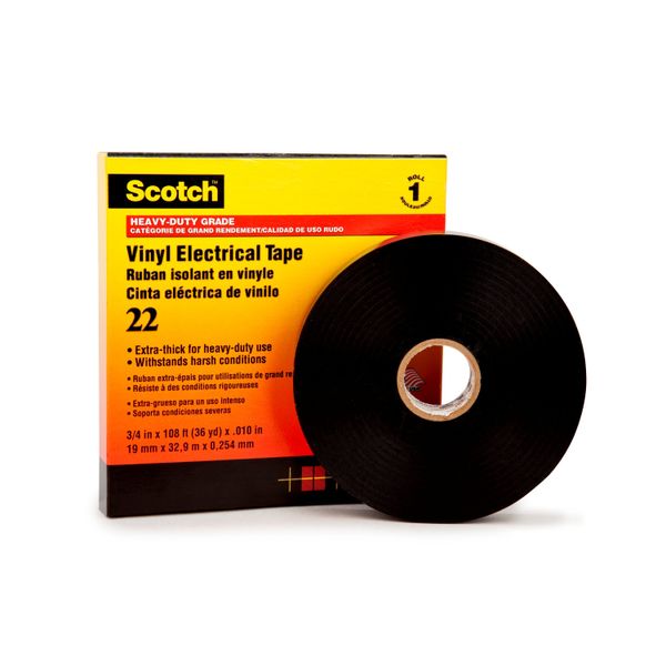 Scotch® Vinyl Electrical Tape 22, Black, 12 mm x 33 m image 2