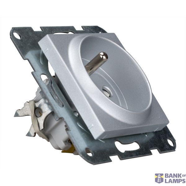 Pin socket outlet with safety shutter, screw clamps, silver image 2
