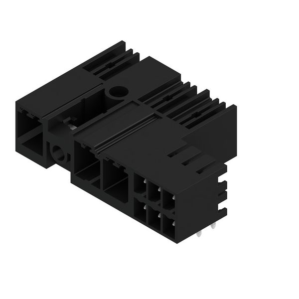 PCB plug-in connector, male header, closed side, Middle flange, THT solder connection, 7.62 mm, Number of poles: 3, 90°, Solder pin length (l): 3.5 mm, tinned, black, Box image 3