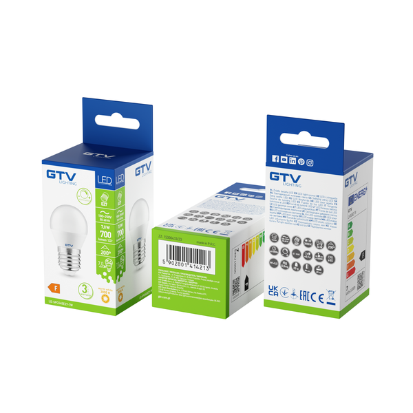 LED Bulb E27, G45, 7 W, 700 lm, 3000K, AC180-250V, 200°, dimmable image 2